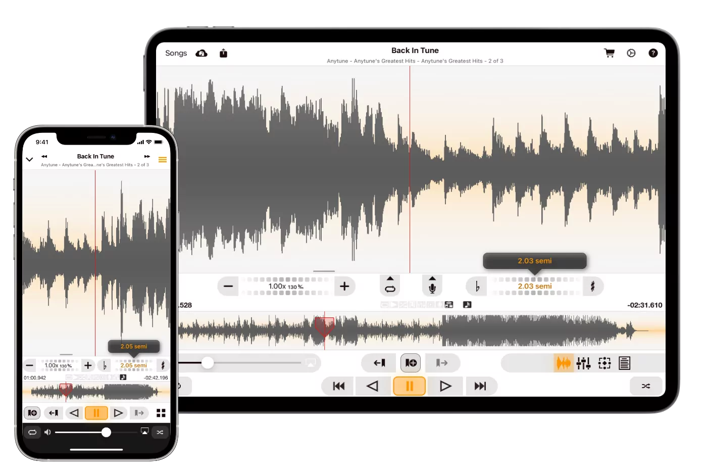 Anytune pitch-stretching on iPad and iPhone